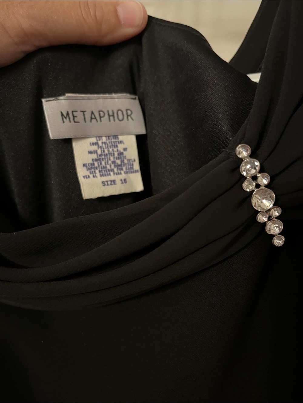 Metaphor Black Sleeveless Draped Maxi with Rhinestone Accent - Picture 2 of 4